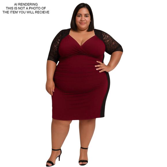 Kiyonna Dress Bodycon Lace Whimsigoth Vampire Romantic Witchy Black Red 4 4X - Picture 11 of 14